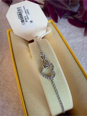 Swarovski Silver-Tone Crystal Heart & Infinity Symbol Slider Bracelet
